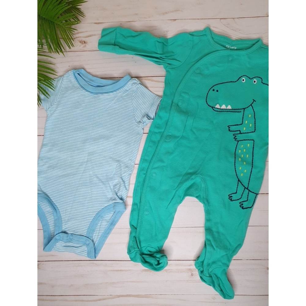 Infant Bundle of 2 Bodysuit Onesies, Footie, Short & Long Sleeve, Size 6 Months